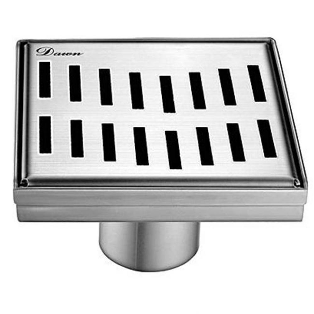 Shower square drain -- 14G, 304 type stainless steel, polished satin: 5-1/4''L x 5-1/4&a