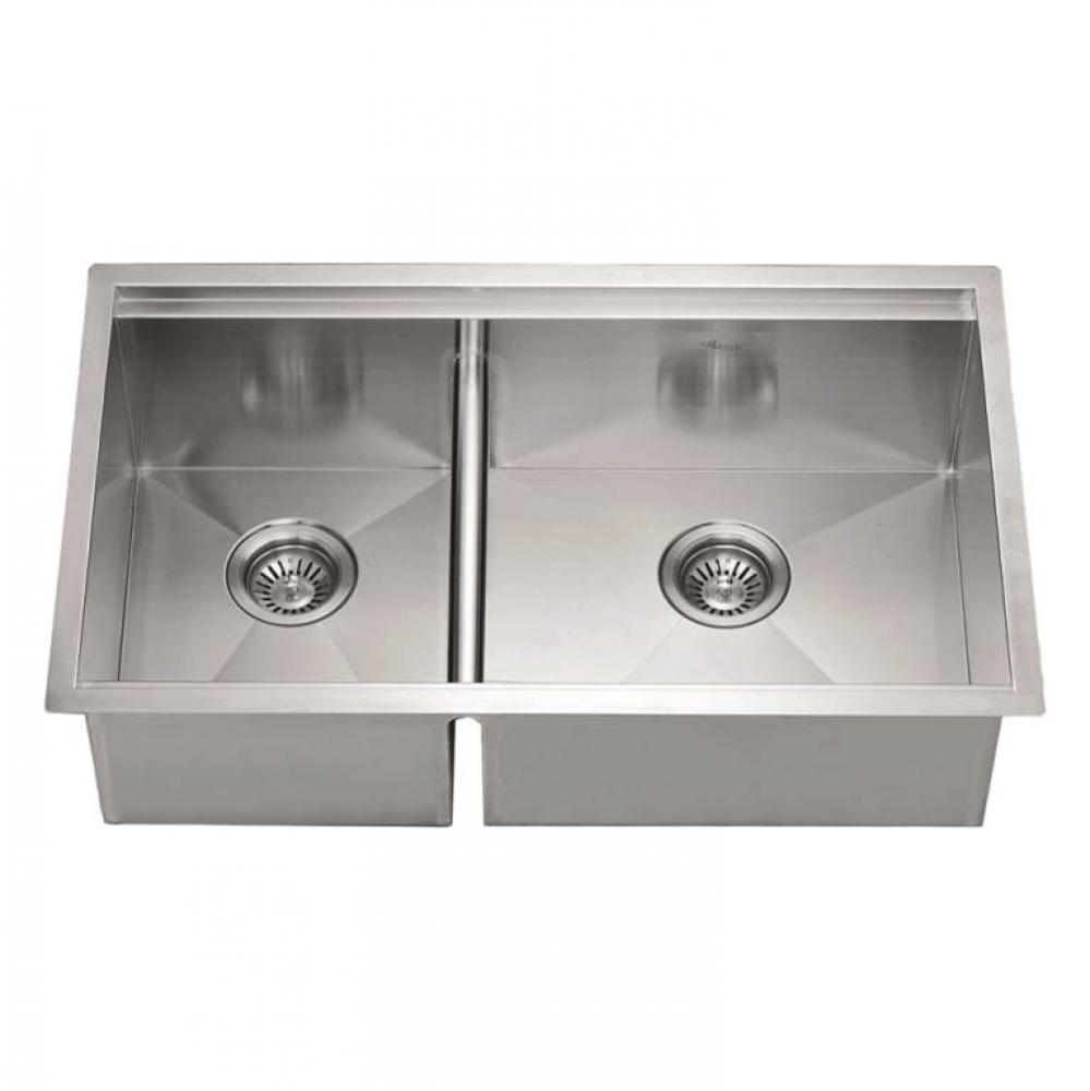 Dawn® Undermount Double Bowl Square Sink (Small Bowl on Left)
