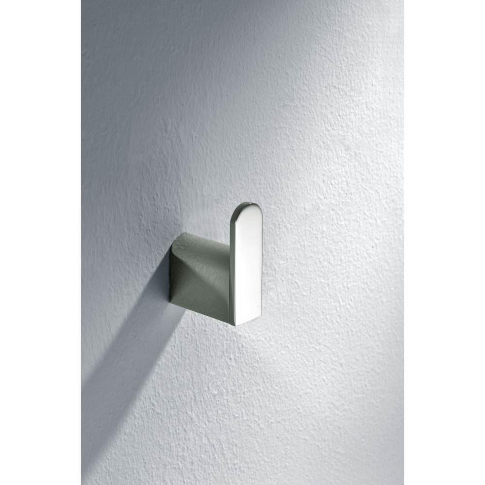 Solid brass robe hook, brushed nickel: 3/4''Lx1-3/4''Dx2-3/8''H