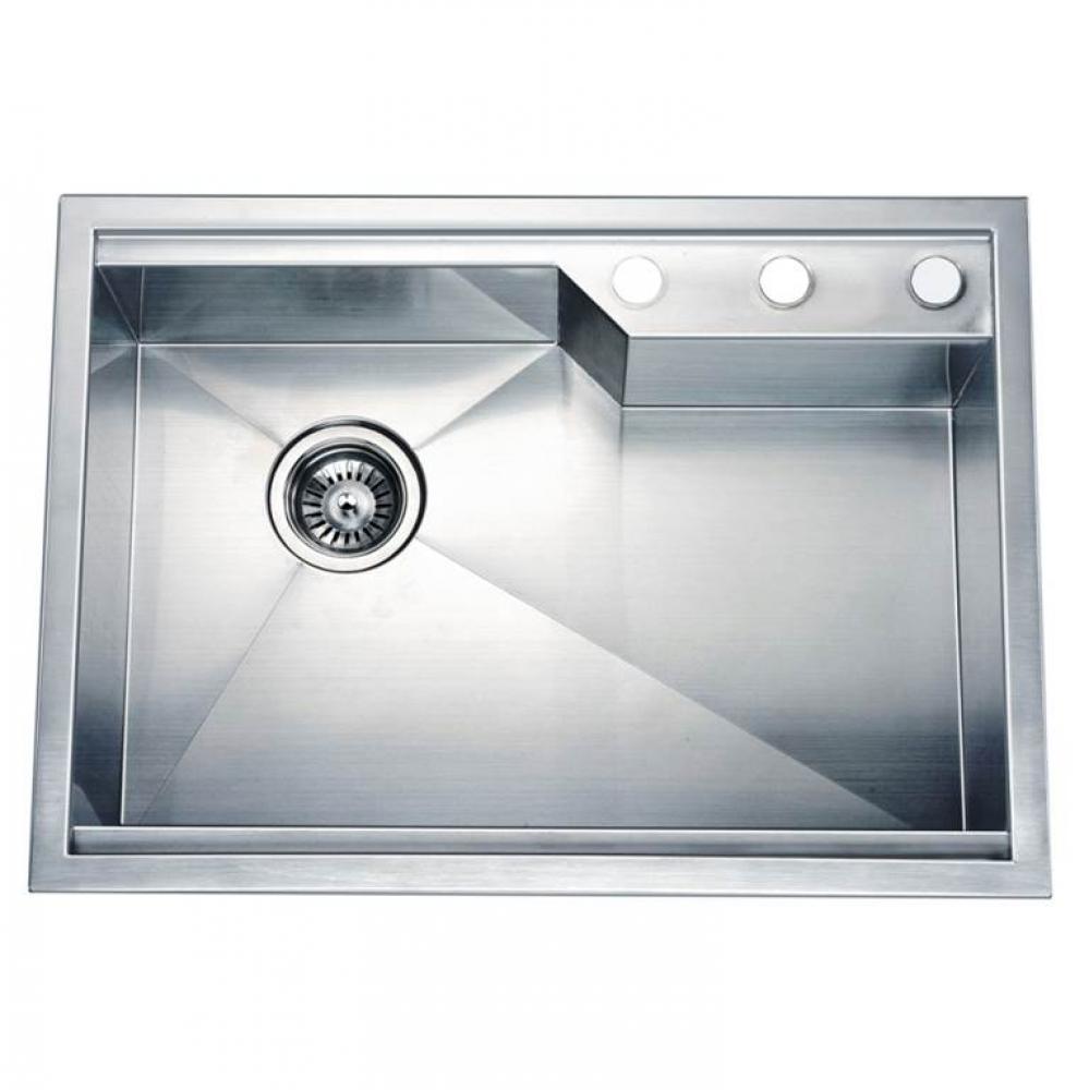 Dawn® Dual Mount Square Single Bowl Sink with Rear Corner Drain & 3 Holes
