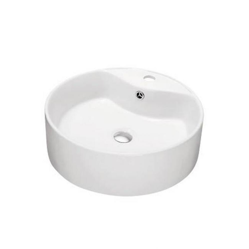 Dawn® Vessel Above-Counter Round Ceramic Art Basin with single hole for faucet and Overflow