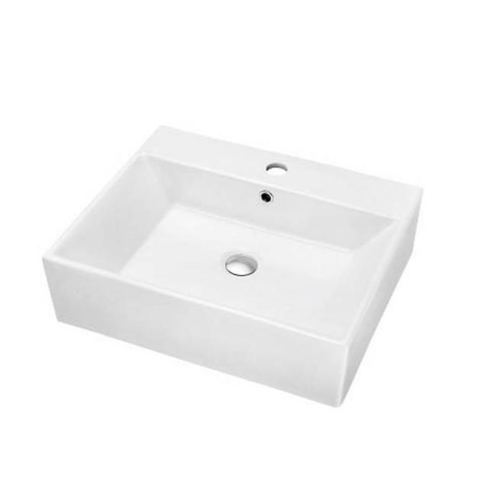Dawn® Vessel Above-Counter Rectangle Ceramic Art Basin with Single Hole for Faucet and Overfl