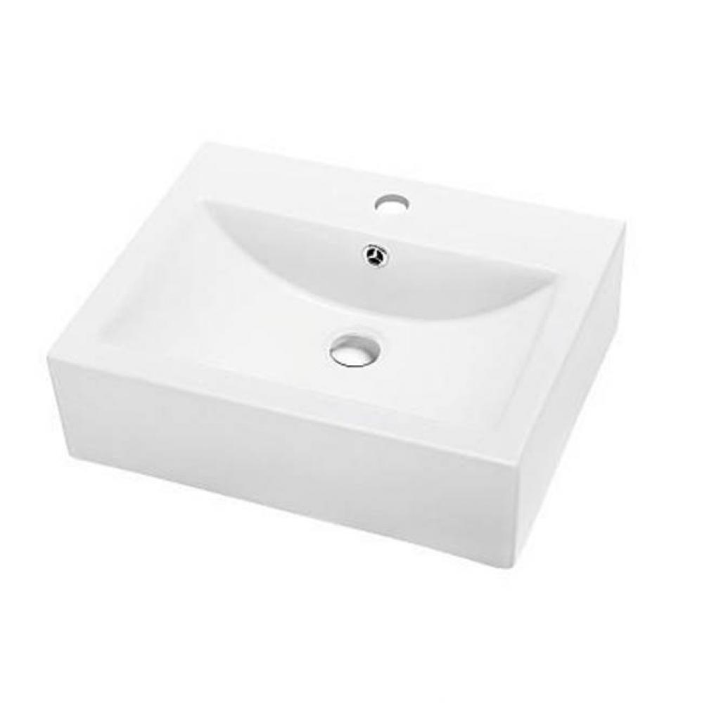 Dawn® Vessel Above-Counter Rectangle Ceramic Art Basin with Single Hole for Faucet and Overfl