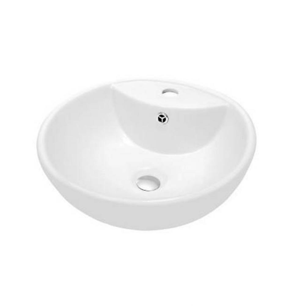 Dawn® Vessel Above-Counter Round Ceramic Art Basin with Single Hole for Faucet and Overflow