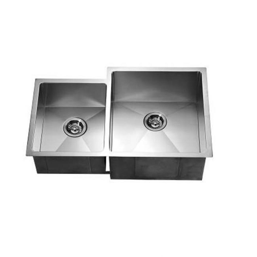 Dawn® Undermount Double Bowl Square Sink (Small Bowl on Left)