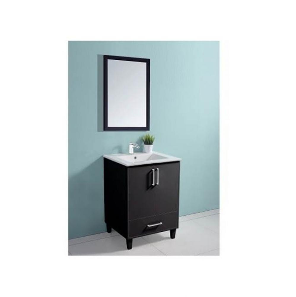 Dawn® Bella Series Black Vanity Set; Cabinet (AABC242134-06), Countertop (AOVS252207-01), Mir