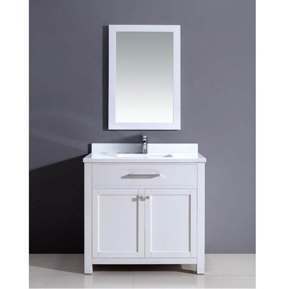 Dawn® Pure white quartz 1'' thickness countertop with single undermount ceramic sin