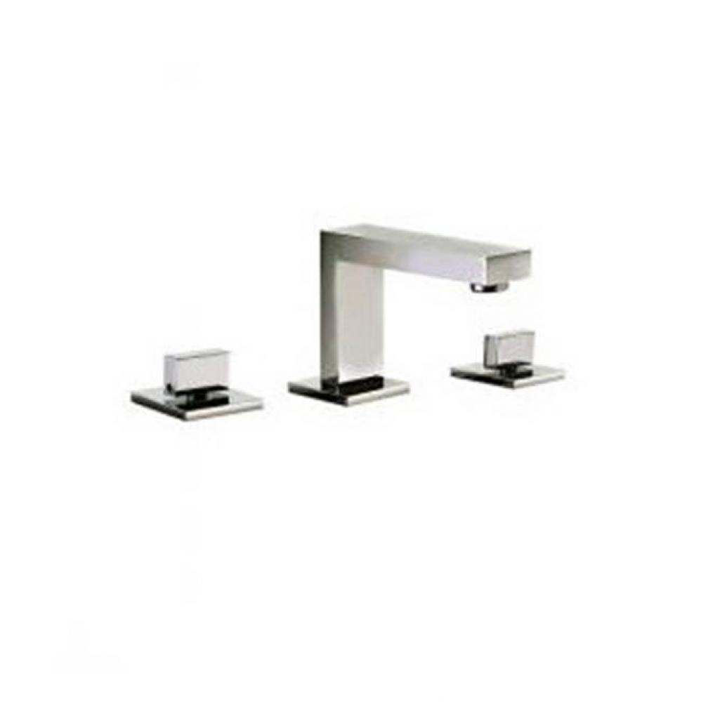 3-Hole Widespread Lavatory Faucet, Square Handles, Brushed Nickel