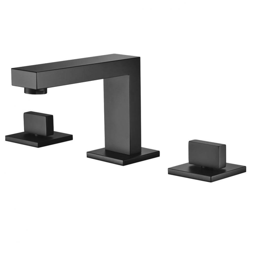 3-Hole Widespread Lavatory Faucet, Square Handles, Matte Black