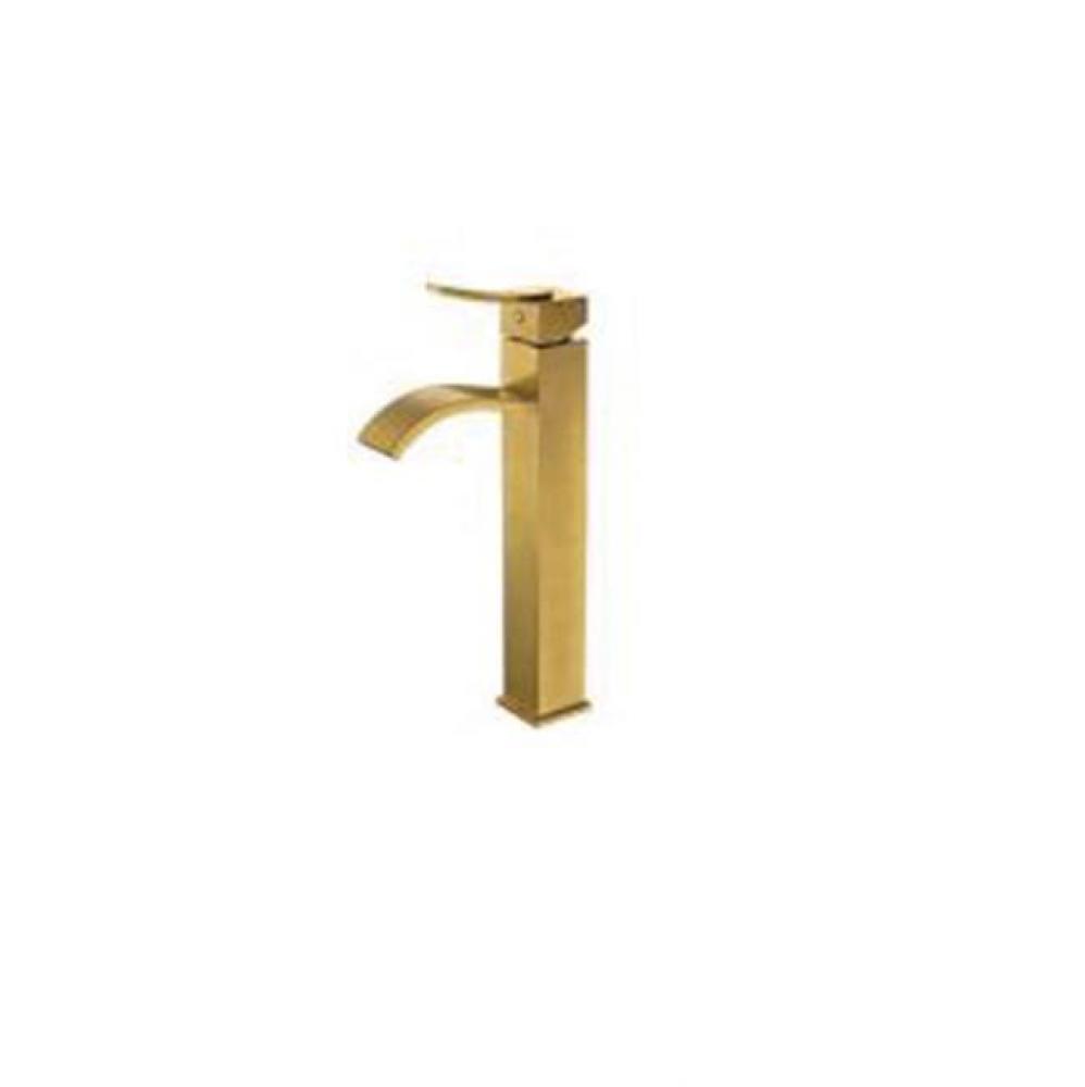 Single-Lever Square Lavatory Faucet, Sheetflow Spout, Matte Gold