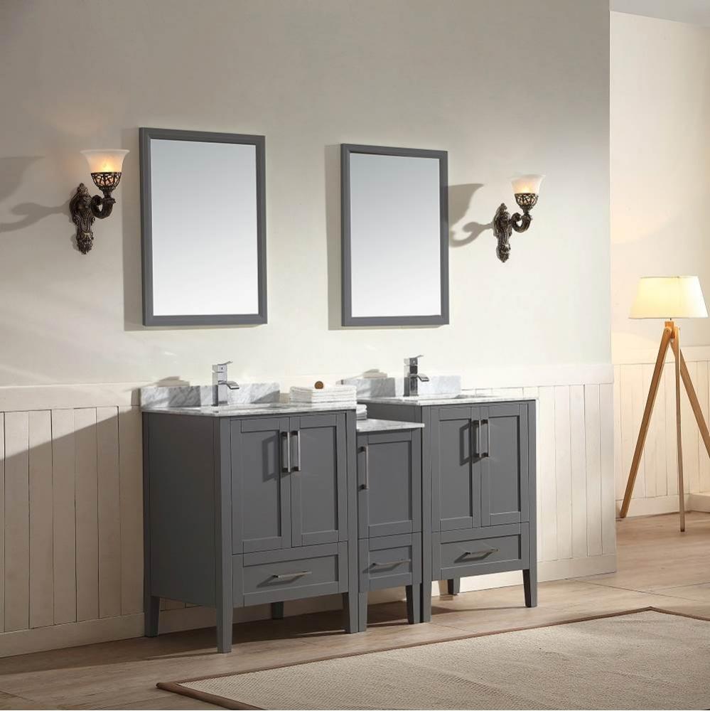 Solid wood frame with plywood and MDF with self soft closing hinges, dark grey finished linen cabi