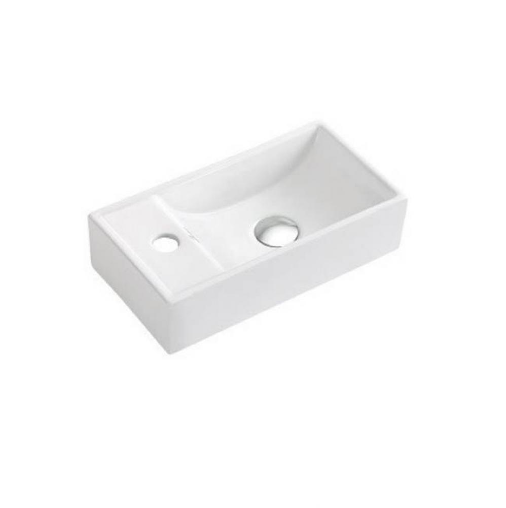 Wall Mount Ceramic Sink (faucet hole on left): 16-1/8''L x 8-1/2''W x 4-1/8&ap