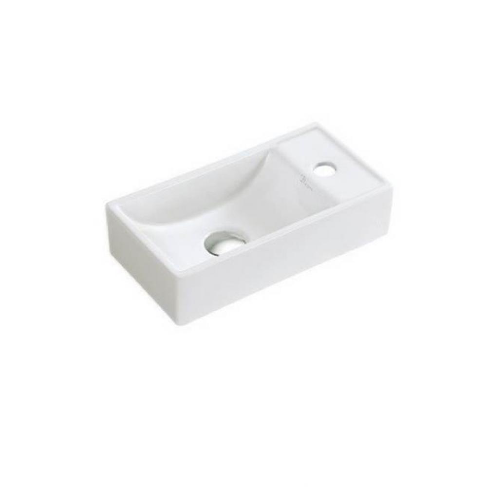 Wall Mount Ceramic Sink (faucet hole on right): 16-1/8''L x 8-1/2''W x 4-1/8&a