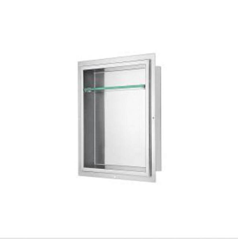 Stainless Steel Framed Shower Niche; Size: 14''L x 4-3/8''W x 18''H