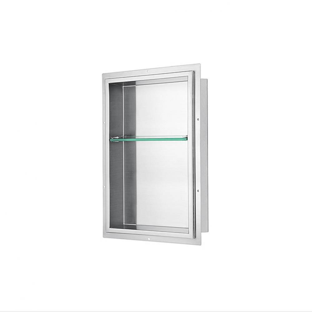 Dawn® Stainless Steel Finished Shower Niche with One Glass Shelf