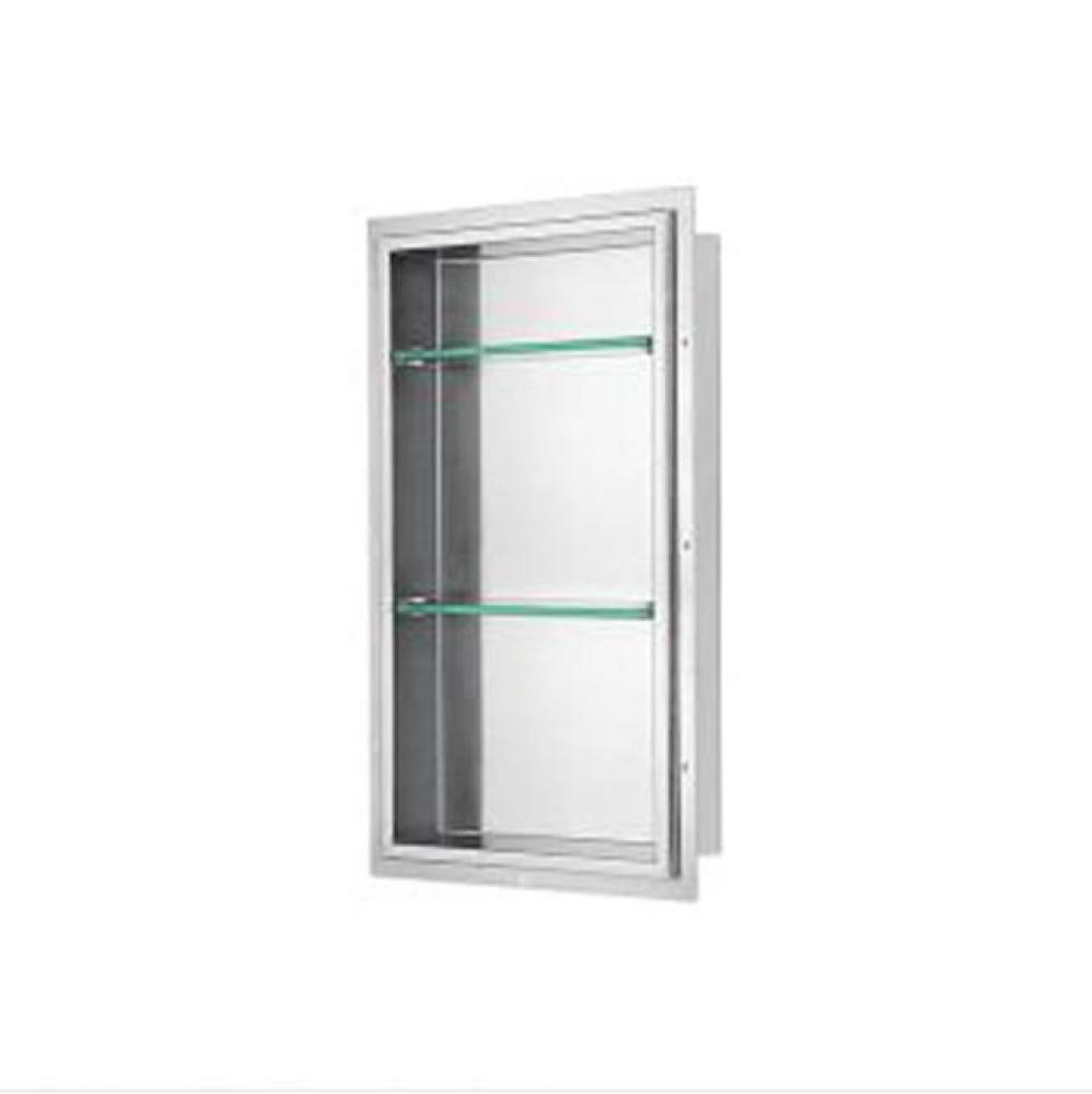 Stainless Steel Framed Shower Niche; Size: 14''L x 4-3/8''W x 36''H;