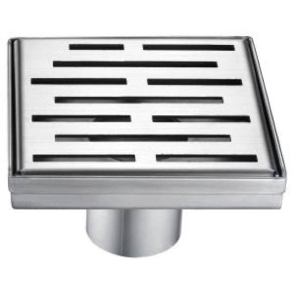 Shower square drain -- 9G, 304 type stainless steel, matte black: 5-1/4''L x 5-1/4'
