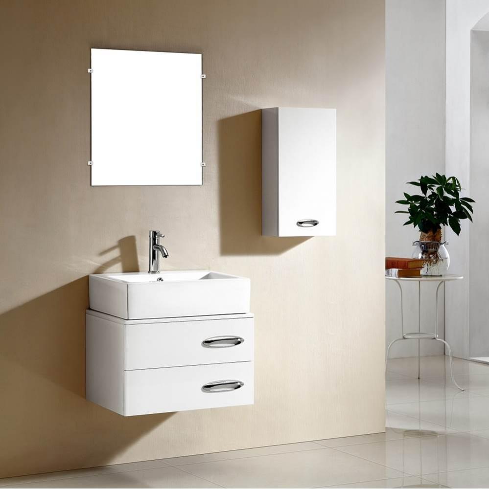 Dawn® Wall mounted MDF in glossy white finish cabinet and two soft closing drawers