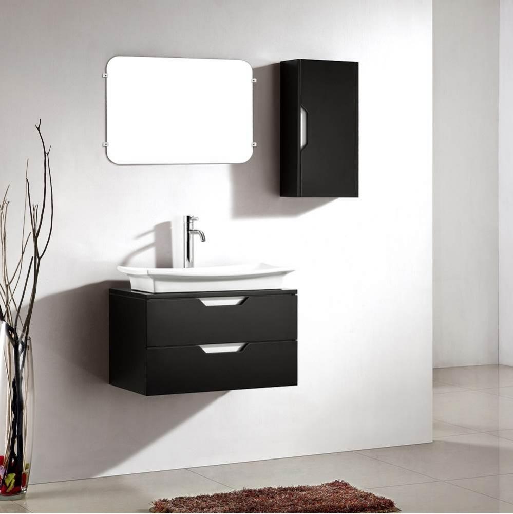 Dawn® Wall mounted MDF in matt black finish cabinet and two soft closing drawers