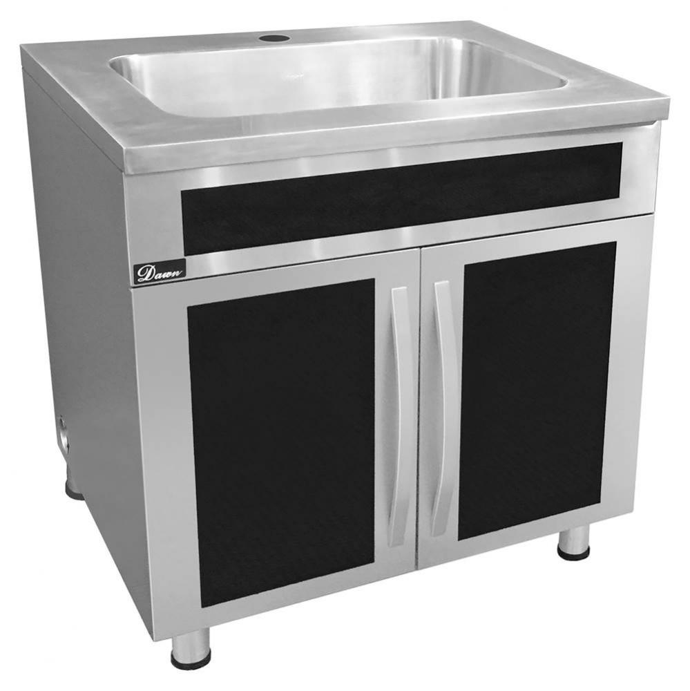 Stainless Steel Sink Base Cabinet with Glass Door