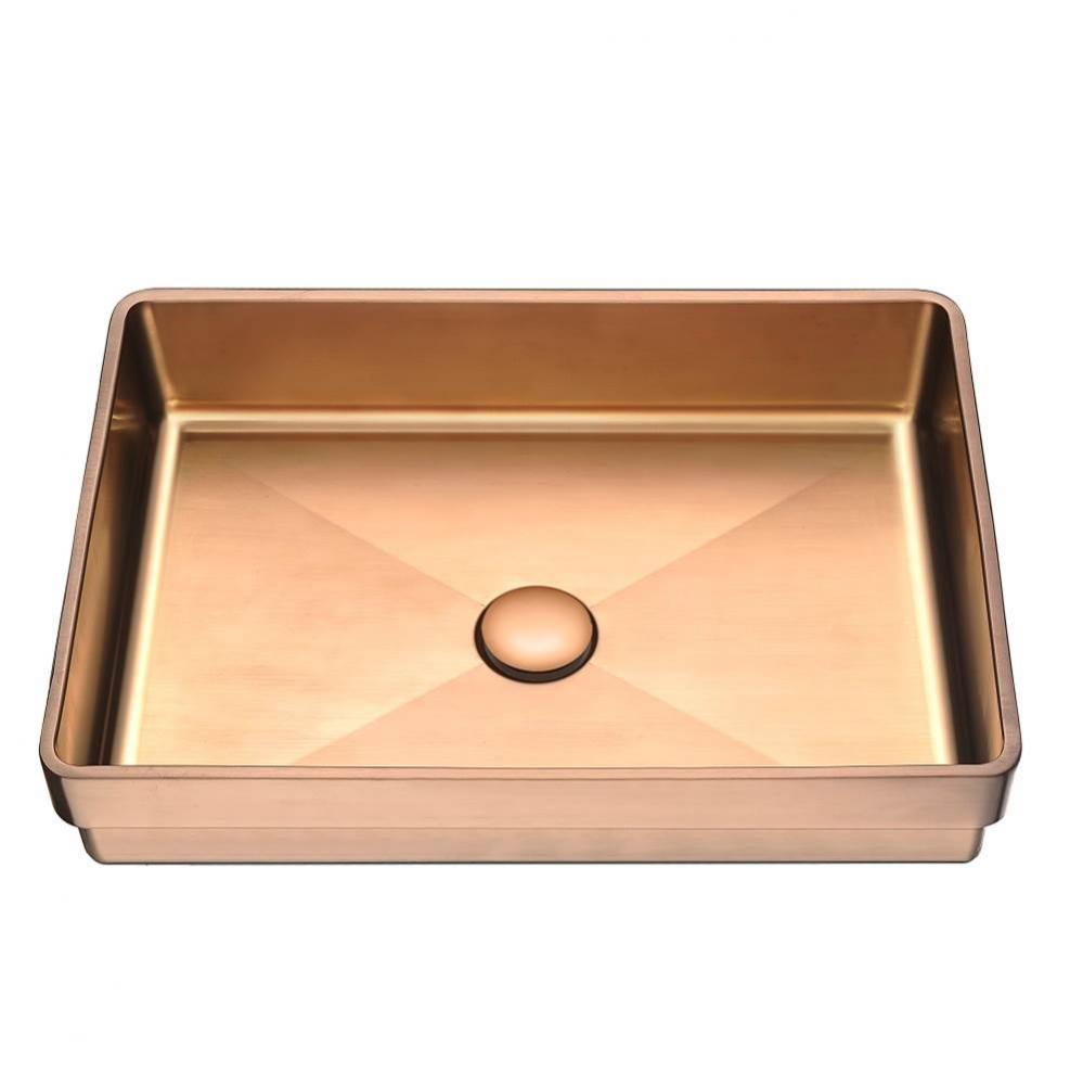 Rose Gold Stainless Steel Vanity Sink Top, 18G: 20-1/16''L x 14-3/16''W x 4-3/