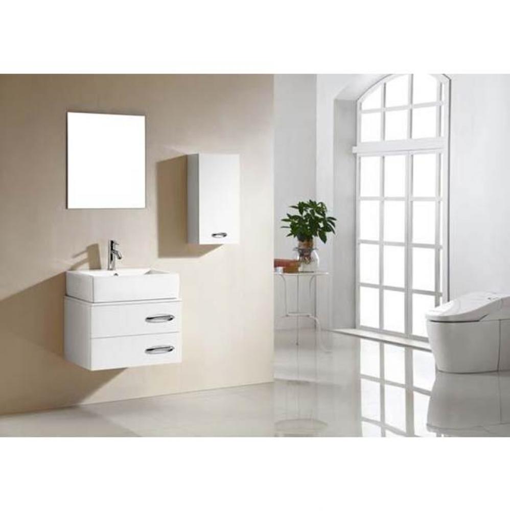 Dawn® White ceramic lavatory 6-3/16'' thickness sink top with overflow and single h