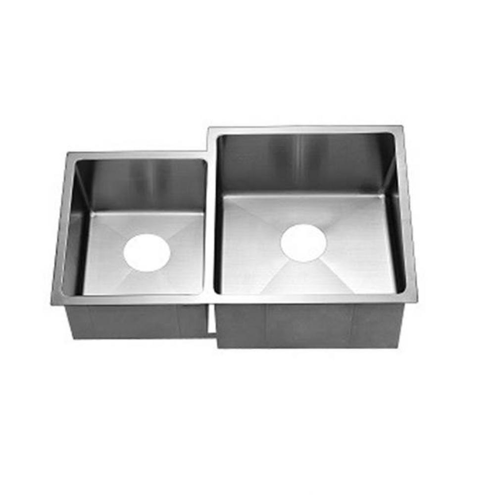Dawn® Undermount Extra Small Corner Radius Double Bowls (Small Bowl on Left)