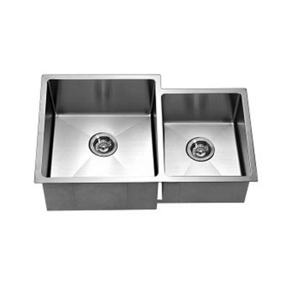 Dawn® Undermount Extra Small Corner Radius Double Bowls (Small Bowl on Right)