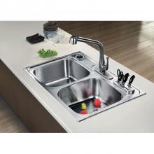 Dawn AST3322 - Dawn® Top Mount Equal Double Bowl Sink (Included Accessories)