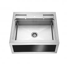 Dawn DAFF3026G - Apron Front Sink/Straight(with black glass panel decorated), 18G: 30''L x 26''