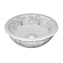 Dawn GVB80315 - Engraved White and Gold Pattern Ceramic Vessel Bowl