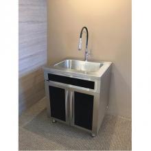 Dawn SSC3036G - Dawn® Stainless Steel Sink Base Cabinet with Built in Garbage Can with Black Tempered Glass P