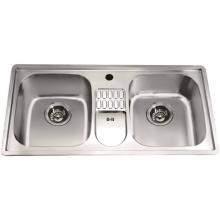 Dawn CH365 - Dawn® Top Mount Equal Double Bowl Sink with Integral Drain Board and 1 Hole