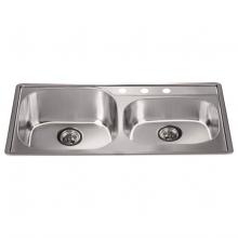 Dawn CH355 - Dawn® Top Mount Double Bowl Sink with 3 Holes