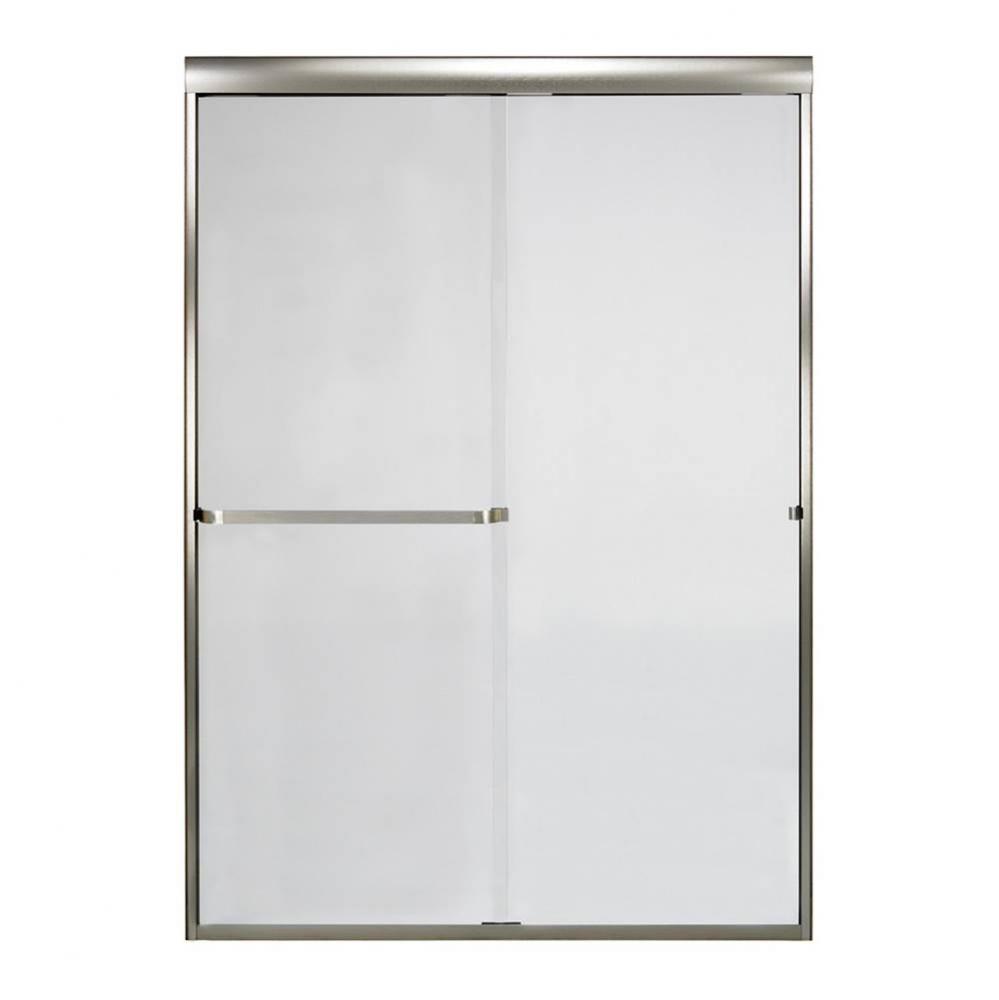 Frameless Bypass Door with Clear Glass, 48'', Brushed Nickel