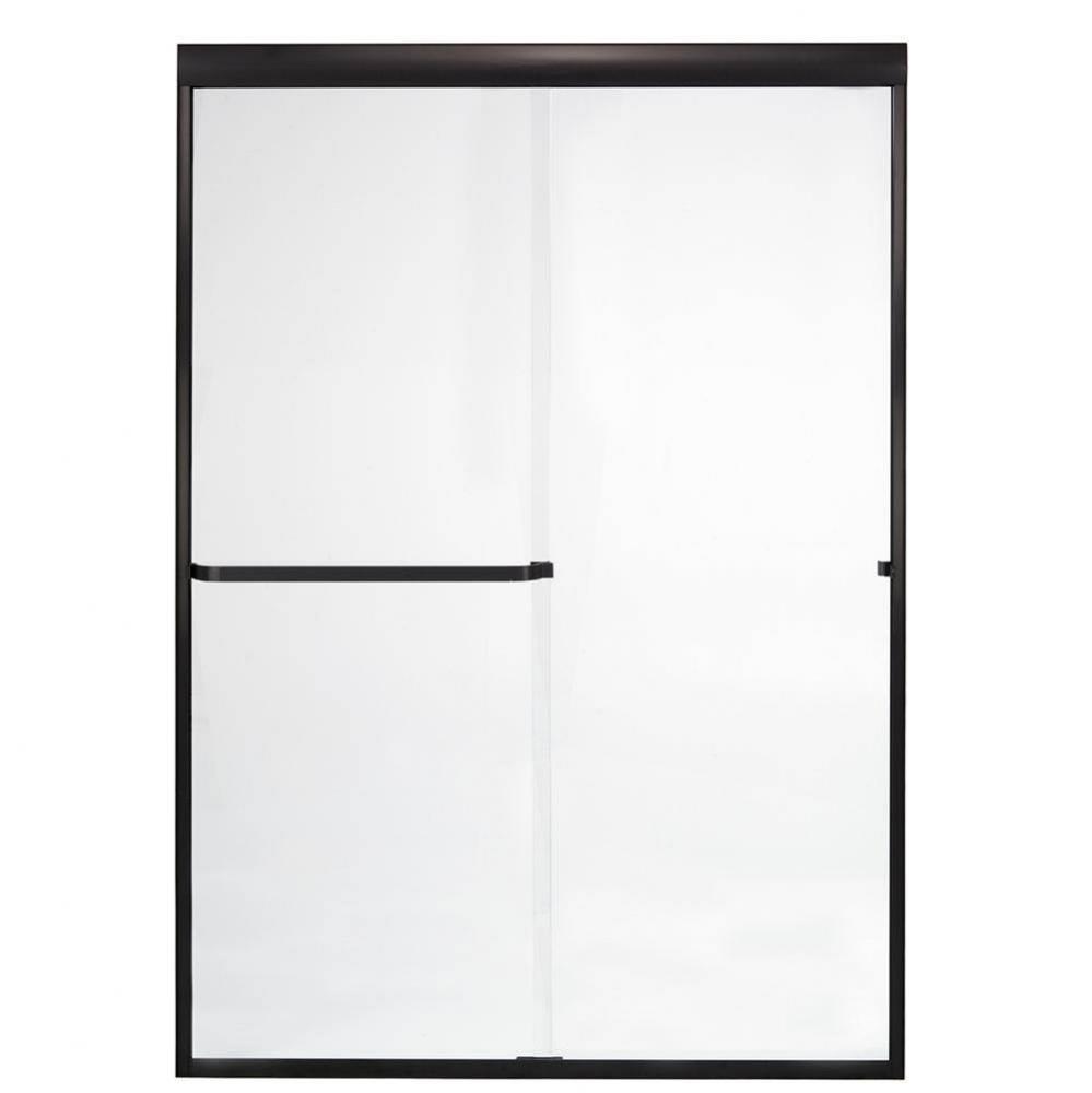 Frameless Bypass Door with Clear Glass, 48'', Oil Rub Bronze