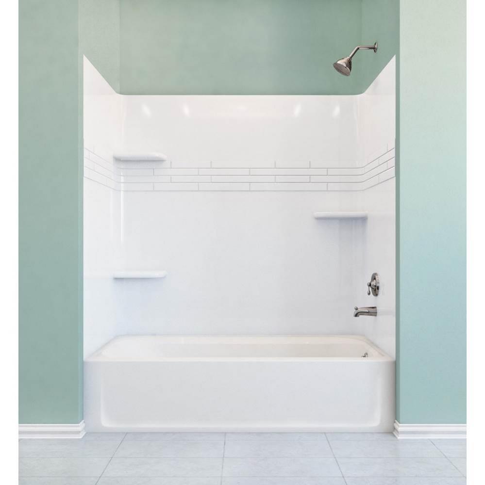 Topaz Bathtub Wall, Fiberglass Tile, White, Fits 32''x60'' Bathtub