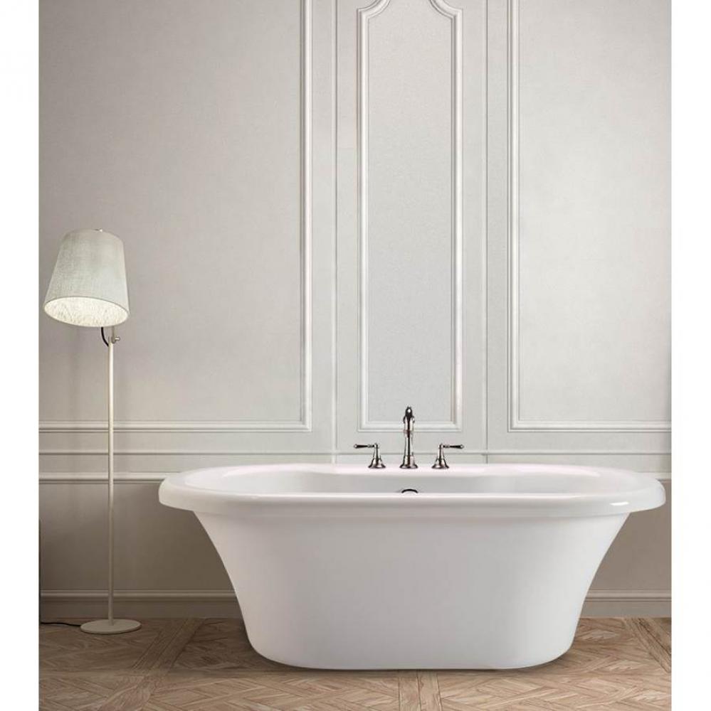 66X35 White Freestanding Air Bath Without Pedestal Melinda 8 With Chrome Slotted Overflow