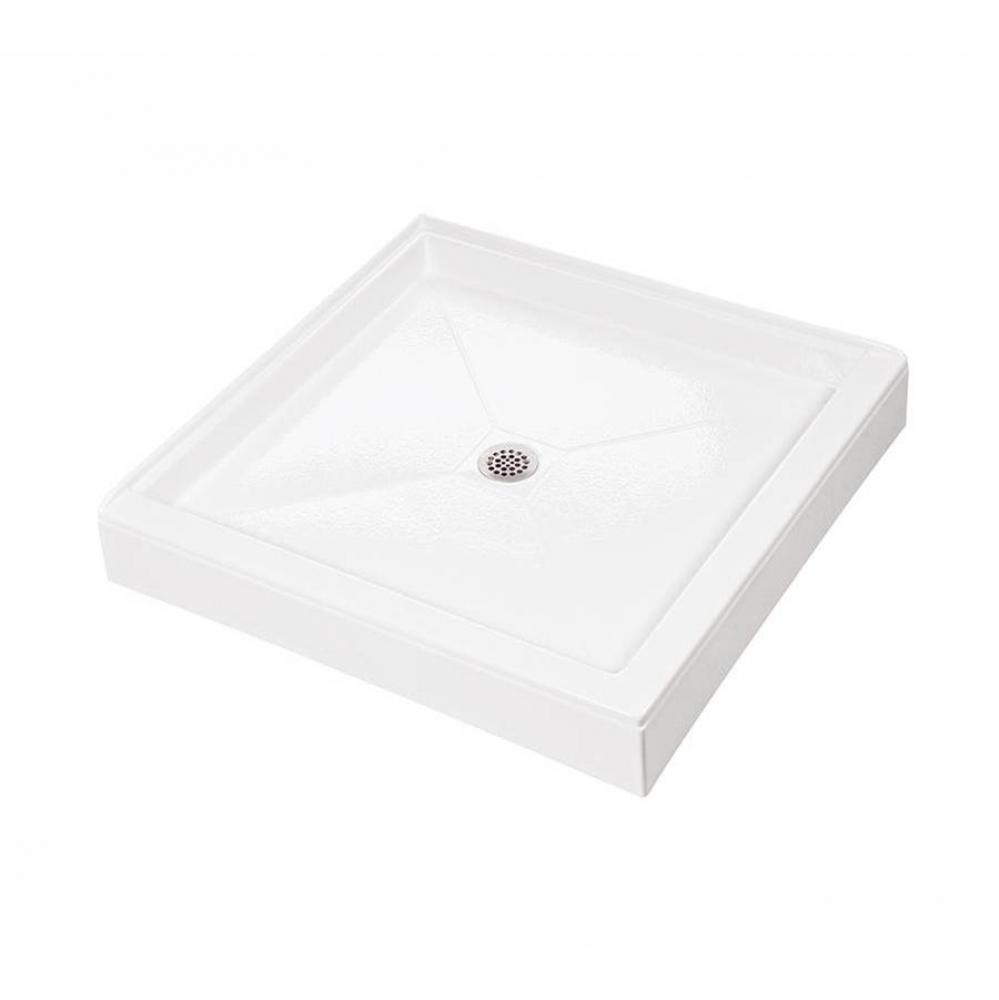 32X32 Dual Threshold Bone Center Drain Shower Base W/ 2-Sided Integral Tile Flange