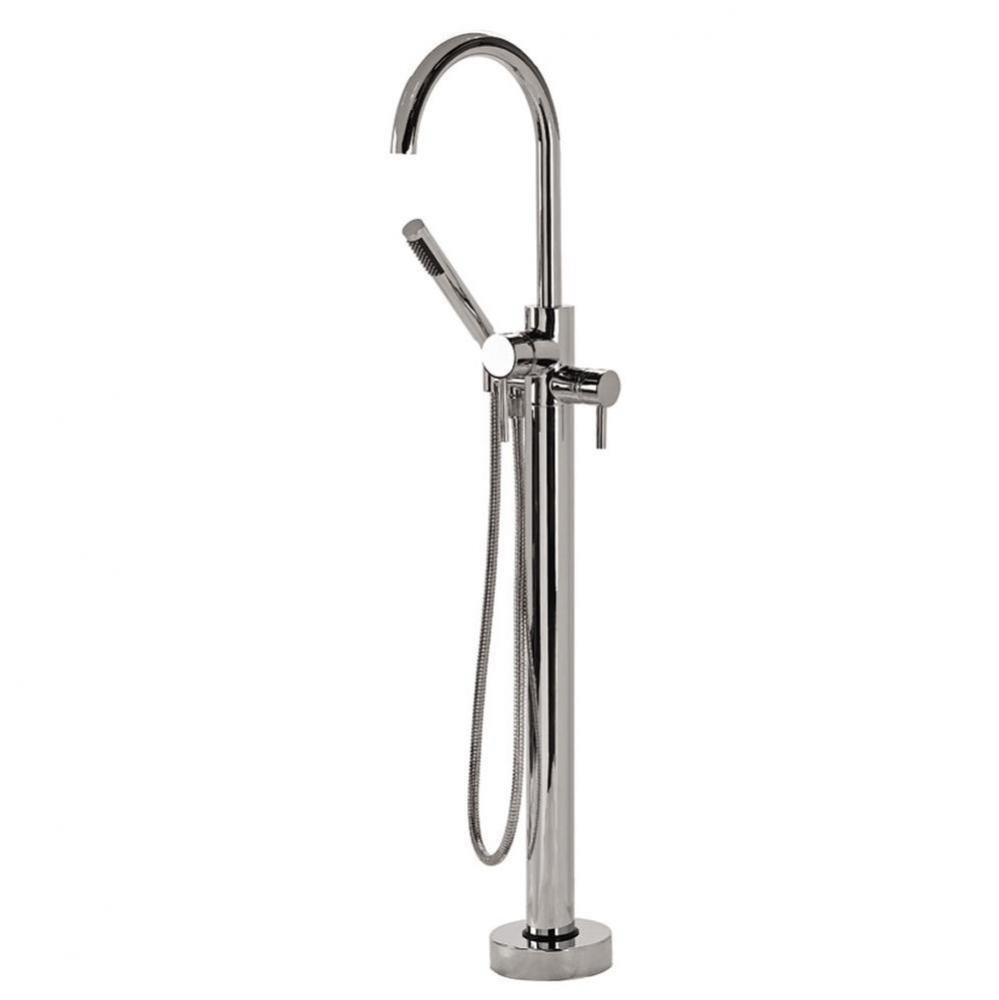 FLOOR-MOUNTED HIGH-FLOW TUB FILLER - BRUSHED NICKEL