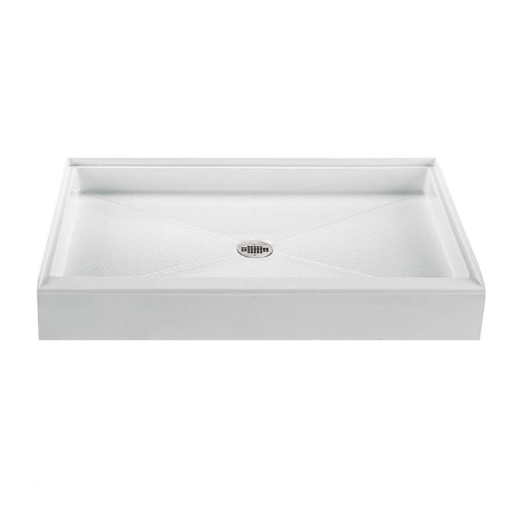 48X32 Basics Shower Base White Center Drain