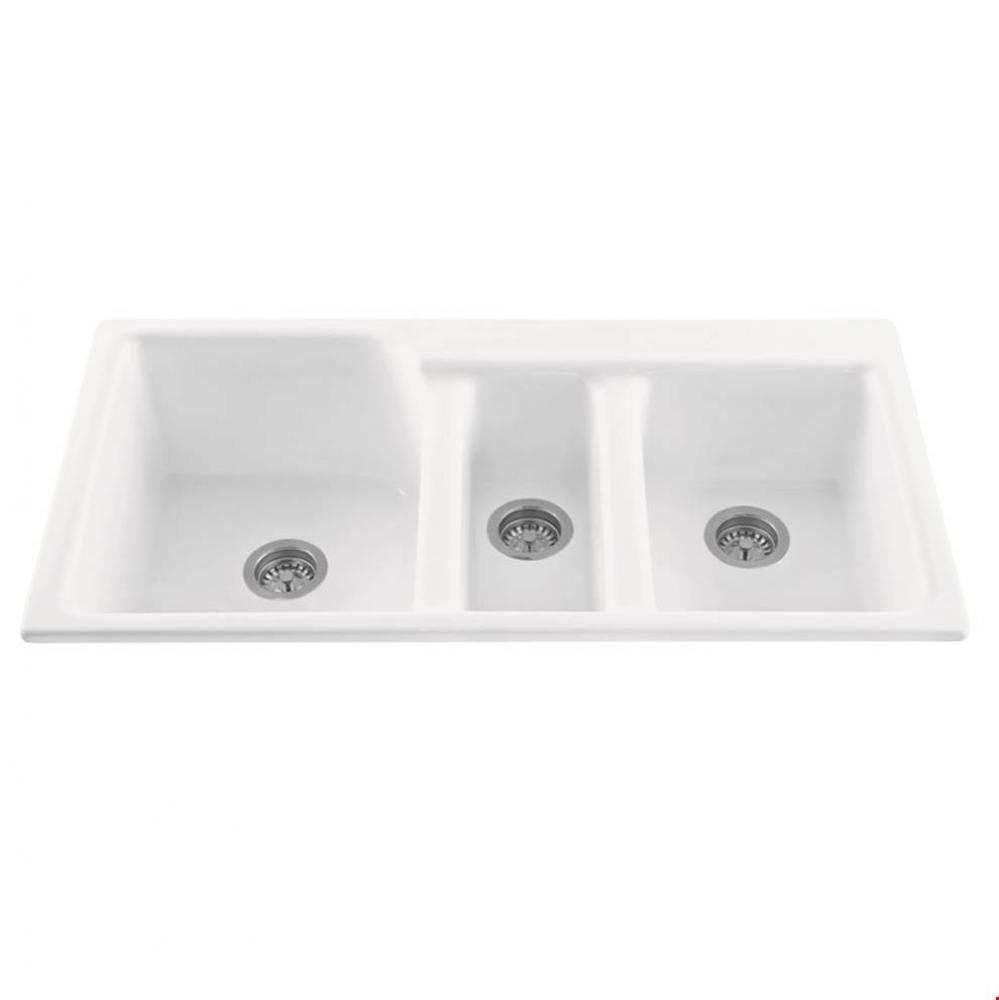 42X22 BISCUIT TRIPLE BOWL BASICS SINK-TRIUMPH