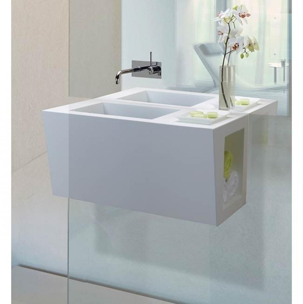 30X15,ESS WALL MOUNTED VANITY SINK 2,WITH STORAGE AREA,MATTE WHITE