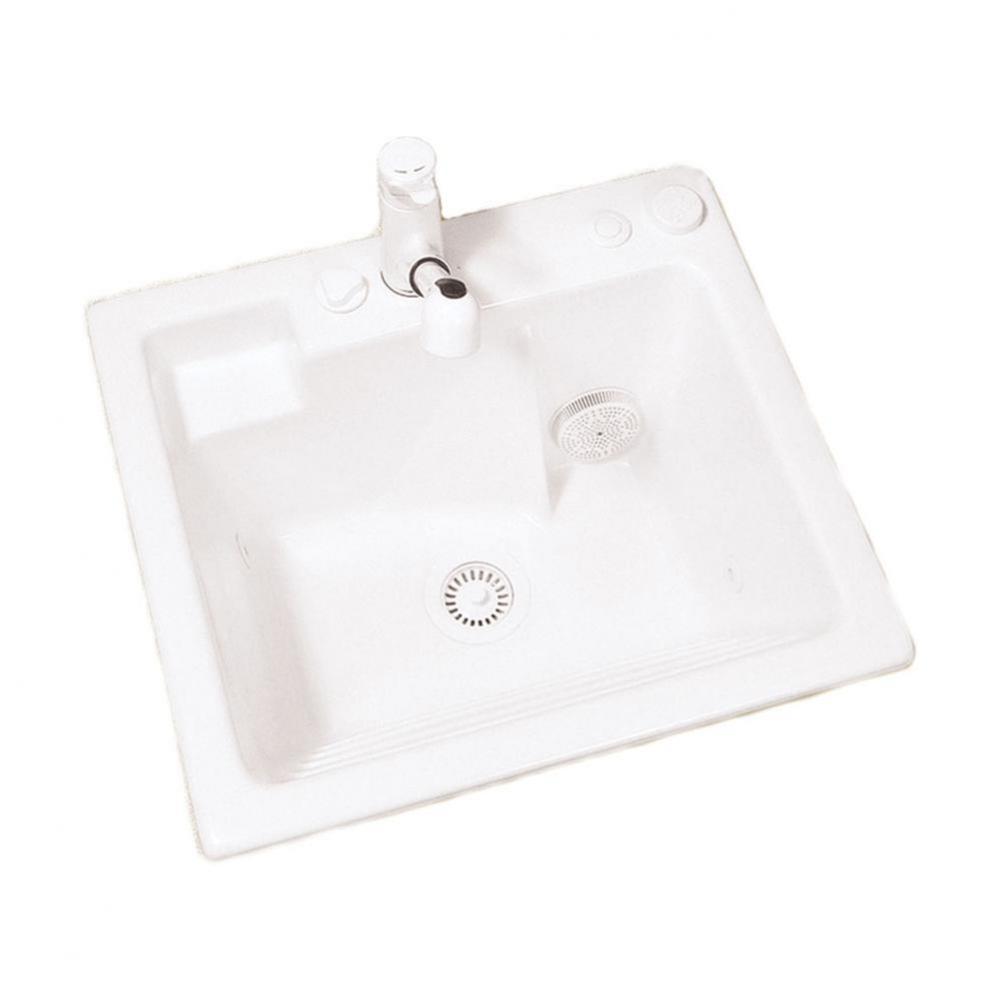 WHITE JENTLE JET LAUNDRY SINK WITH WASHBOARD FRONT