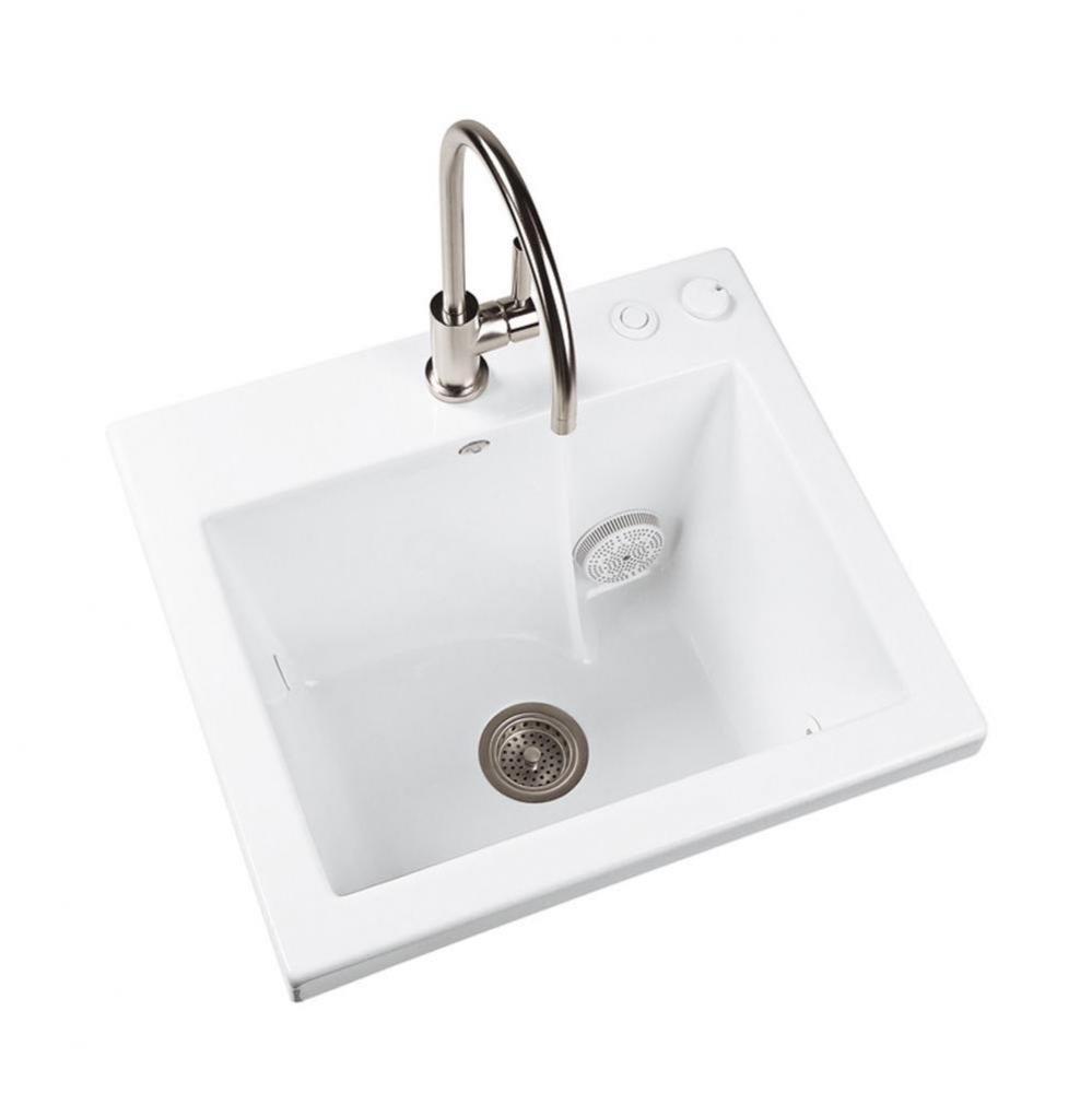 WHITE DROP IN JENTLE JET LAUNDRY SINK-SMOOTH FRONT