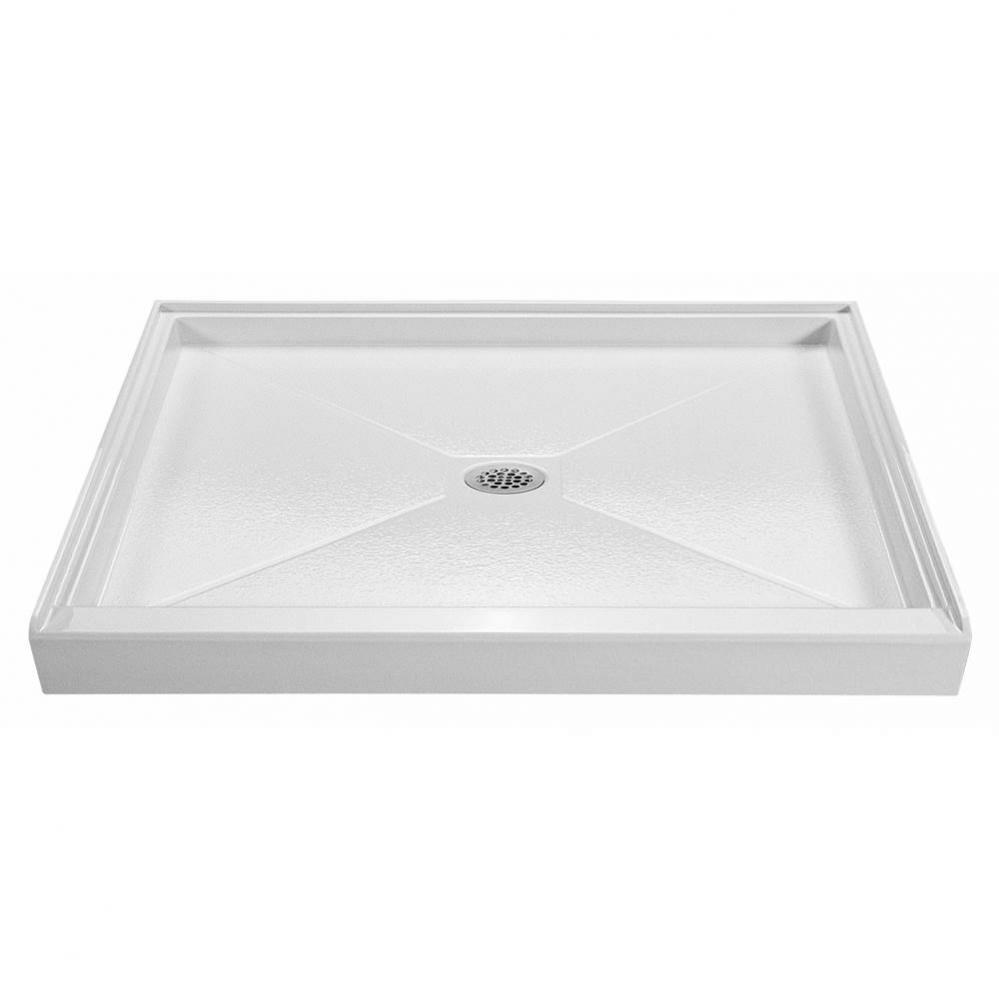 42X36 Bone Center Drain Shower Base 42'' Threshold W/ 3-Sided Integral Tile Flange