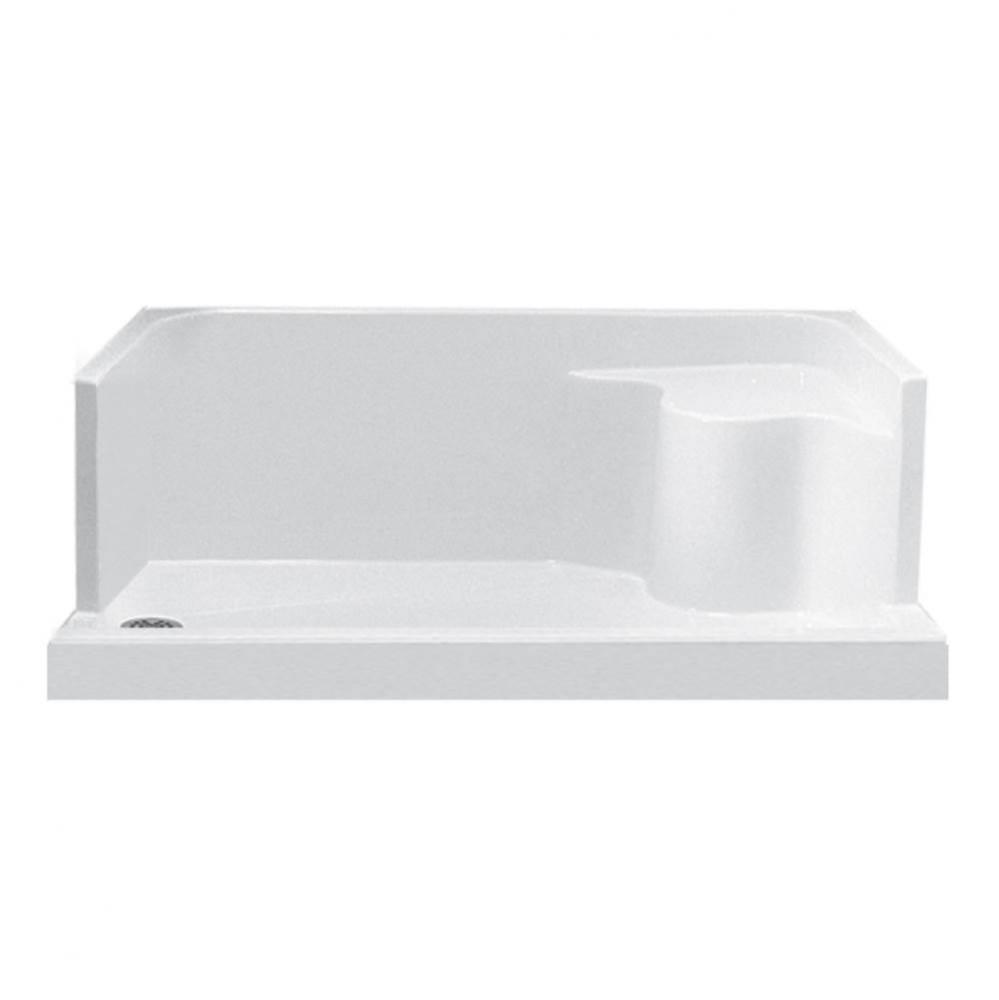 6032 Acrylic Cxl Rh Drain Integral Seat/Tile Flange - White