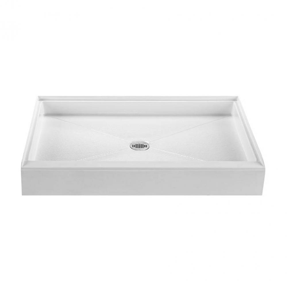 60X34 Basics Shower Base White Center Drain