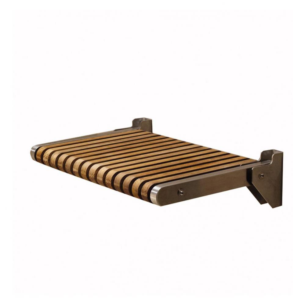 TEAK SHOWER SEAT-24x16- NATURAL STAINLESS