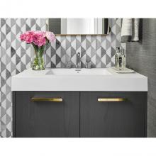 MTI Baths C804D80-WH-GL - Petra 4 Sculpturestone Counter Sink Double Bowl Up To 80''- Gloss White